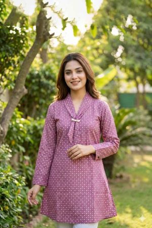 Stylish Purple Polka Dot Tunic for Girls in Bangladesh