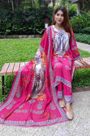 Dubai Silk Three Piece Red Color